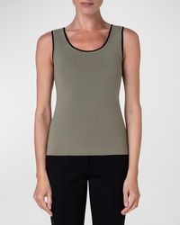 Akris Punto - Contrast Piped Scoop-Neck Knit Tank Top - Lyst
