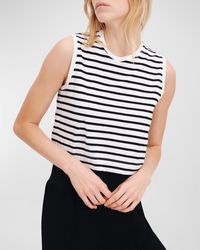 ATM - Classic Jersey Stripe Sleeveless Cropped Muscle Tee - Lyst