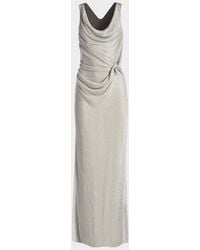 Kate Barton - Draped Metallic Knit Column Gown - Lyst