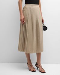 Emporio Armani - Pleated Cotton Poplin Midi Skirt - Lyst