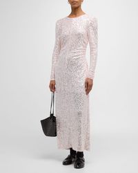 Ganni - Long-Sleeve Sequin Maxi Dress - Lyst