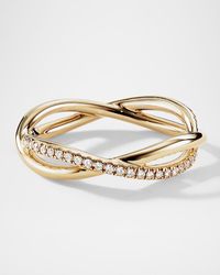 David Yurman - Dy Lanai Band Ring With Diamonds In 18k Gold, 4.18mm - Lyst
