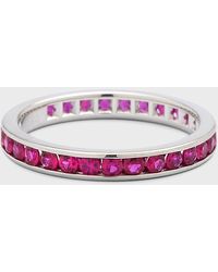 Neiman Marcus - 18k White Gold Ruby Eternity Ring, Size 7 - Lyst