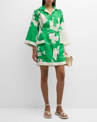 Oroton - Belted Floral-Print Fringe-Trim Mini Dress - Lyst