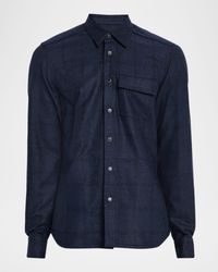Kiton - Apos;S Wool Windowpane Snap-Front Overshirt - Lyst