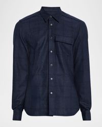 Kiton - Wool Windowpane Snap-Front Overshirt - Lyst