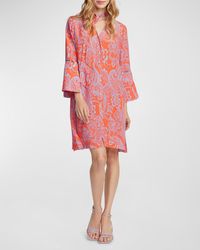 Robert Graham - Brenna Floral-Print Bell-Sleeve Midi Dress - Lyst