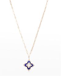 Roberto Coin - 18K Rose Venetian Princess Lapis And Diamond Flower Necklace - Lyst