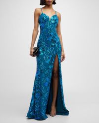 Jovani - Floral Sequin Sweetheart A-line Gown - Lyst