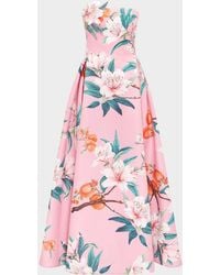 LEO LIN - Nora Pleated Floral-Print Bustier Gown - Lyst