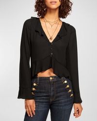 Ramy Brook - Isabelle Button-Front Ruffle-Trim Blouse - Lyst