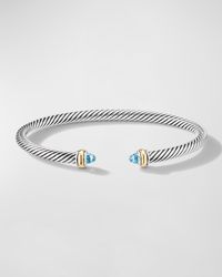 David Yurman - Cable Bracelet With Gemstone In Silver With 18k Gold, 4mm - Lyst