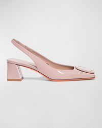 Santoni - Lemon Patent Buckle Slingback Pumps - Lyst