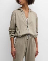 Brunello Cucinelli - Monili-trim Cotton-silk Felpa Hooded Zip Jacket - Lyst