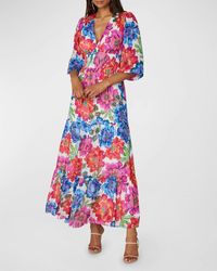 Shoshanna - Laurel Tiered Floral-Print Smocked Maxi Dress - Lyst
