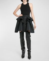 Alexander McQueen - Knit Tank Mini Dress With Faille Peplum Skirt - Lyst