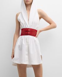 Alaïa - Wide-Belted Hooded Sleeveless Mini Dress - Lyst