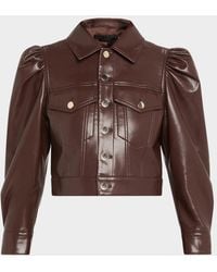 Alice + Olivia - Lana Vegan Leather Puff-Shoulder Jacket - Lyst
