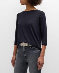 Majestic Filatures - Soft Touch 3/4-Sleeve Pleat Back Crewneck Tee - Lyst