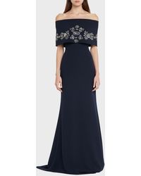 Lela Rose - Off-Shoulder Gown With Beaded Embellishments - Lyst