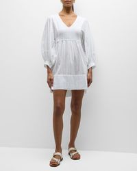 Melissa Odabash - Camilla Cotton Bell-Sleeve Mini Dress - Lyst