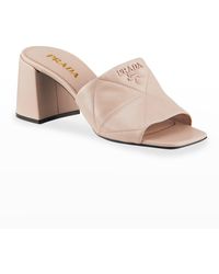 Prada - Quilted Leather Block-Heel Slide Sandals - Lyst