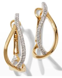 Frederic Sage - Yellow Gold Small Crossover Hoop Earrings With Diamonds - Lyst