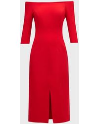 Carolina Herrera - Off-Shoulder Midi Dress - Lyst