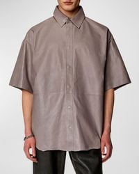 DIESEL - Emin Leather Short-Sleeve Shirt - Lyst
