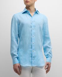 Kiton - Solid Linen Sport Shirt - Lyst
