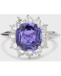 NM Estate - Estate Platinum Purple Sapphire Cushion And Diamond Halo Ring, Size 6.75 - Lyst