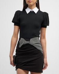 Alice + Olivia - Chase Puff-sleeve Sweater W/ Detachable Collar - Lyst