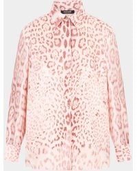 Roberto Cavalli - Leopard-Print Silk Button-Down Shirt - Lyst