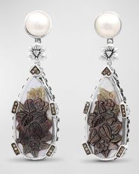 Stephen Dweck - Mother-of-pearl Earrings With Champagne Diamonds In Sterling Silver - Lyst
