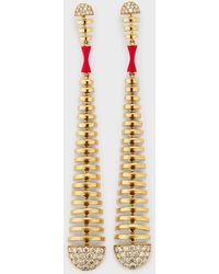 Etho Maria - 18k Yellow Gold Dangle Earrings With Brown Diamonds And Red Ceramic - Lyst