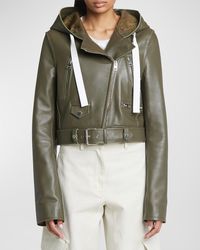 JW Anderson - Hooded Leather Moto Jacket - Lyst