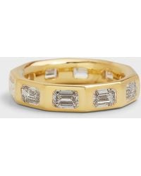 Rahaminov Diamonds - 18k Yellow Gold Emerald-cut Diamond Decagon Ring, Size 6.5 - Lyst