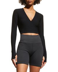 Commando - Cropped Long-Sleeve Wrap Top - Lyst