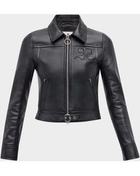 Courreges - Buckle Leather Biker Jacket - Lyst