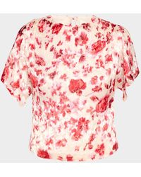 Isabel Marant - Hervane Floral Devoré Silk Georgette Flutter-Sleeve Top - Lyst