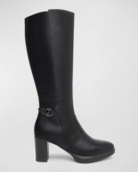 Nero Giardini - Leather Buckle Block-heel Knee Boots - Lyst