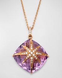 Lisa Nik - 18K Rose Amethyst And Diamond Starburst Necklace - Lyst
