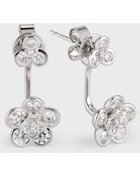 Lisa Nik - 18k White Gold Cluster Diamond Flower Earring Jackets - Lyst