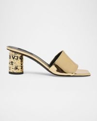 Givenchy - 65Mm Logo Heel Metallic Leather Mule Sandals - Lyst