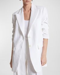 Michael Kors - Crush-sleeve Single-breasted Relaxed Linen Blazer Jacket - Lyst