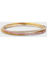NM Estate - Estate 18k White And Yellow Gold Diamond, Yellow Sapphire And Pink Sapphire Bangles, Set Of 3 - Lyst