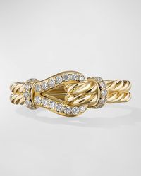 David Yurman - Thoroughbred Loop Ring With Diamonds In 18k Gold, 4mm, Size 9 - Lyst