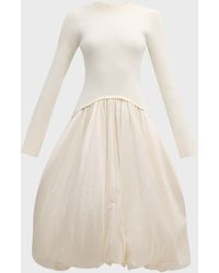 Jonathan Simkhai - Kenlie Mixed Media Bubble Midi Dress - Lyst