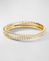David Yurman - Dy Crossover Band Ring With Diamonds In 18k Gold, 3.14mm - Lyst