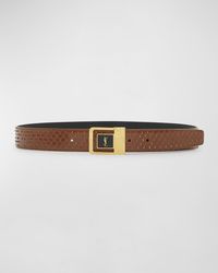 Saint Laurent - Ysl Python Leather Belt - Lyst